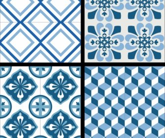 Decorative Pattern Templates Blue Repeating Geometry Flora Decor