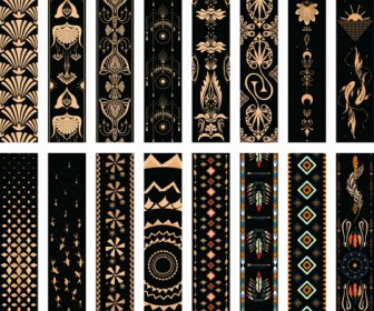 Decorative Pattern Templates Collection Elegant Retro Repeating Symmetric