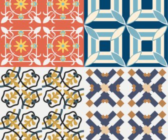 Decorative Pattern Templates Colored Symmetrical Classical Design