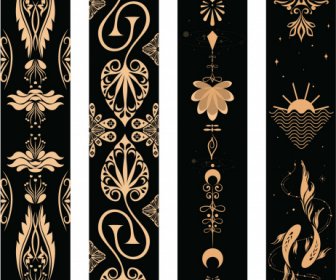 Decorative Pattern Templates Dark Design Retro Cultural Decor