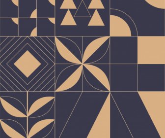 Decorative Pattern Templates Flat Retro Geometric Shapes