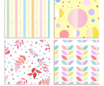 Dekorative Muster Vorlagen Pastell Design Blätter Kreise Skizze