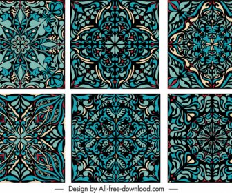 Decorative Pattern Templates Retro Design Illusion Symmetric Decor