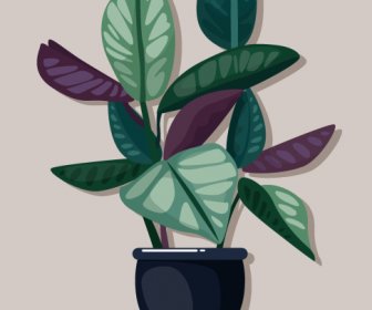 Decorative Plant Icon Colored Classical Flat Sketch