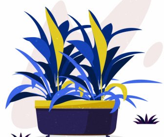 장식적인 식물 아이콘 컬러 클래식 스케치