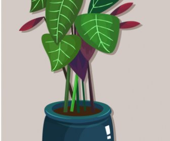 Decorative Plant Pot Painting Shiny Colored Classic Sketch