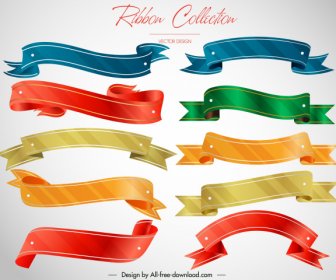 Decorative Ribbon Templates Collection Modern Colorful 3d Design