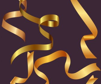 Decorative Ribbon Templates Dynamic Shiny Golden Curled Design