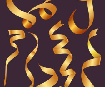 Decorative Ribbon Templates Modern Shiny Golden 3d Shapes