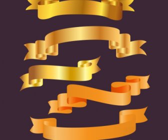 декоративные ленты шаблоны блестящий золотой декор 3d эскиз