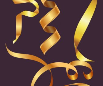 Decorative Ribbon Templates Shiny Golden 3d Curled Shapes