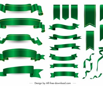 Decorative Ribbon Templates Shiny Modern Green Blank 3d