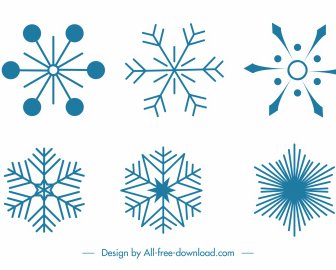 Decorative Snowflakes Icons Flat Symmetrical Design
