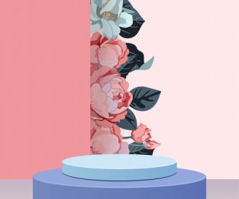 Dekorative Bühnenplakatvorlage 3D-Design Klassische Botanik
