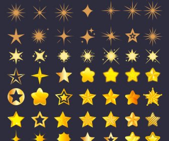 Decorative Stars Icons Sparkling Modern Classic Shapes