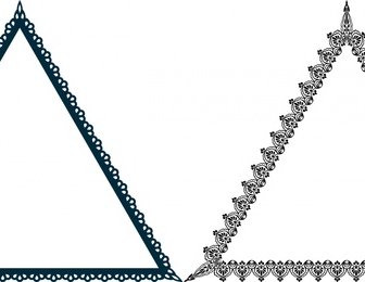 ภาพประกอบชุดสามเหลี่ยมตกแต่งที่มีเส้นขอบลูกไม้คลาสสิก