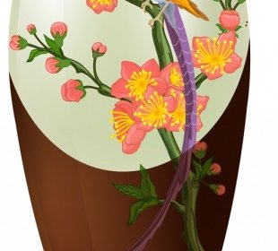 장식 꽃병 아이콘 고전적인 동양 디자인