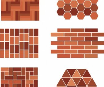 Decorative Wall Background Sets Flat Brown Geometric Design