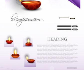 Deepawali Diwali Diya Gelombang Warna-warni Cerah Website Template Vektor