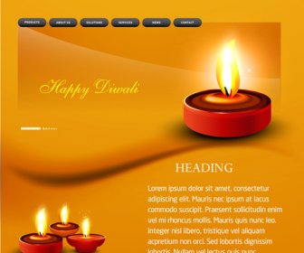 Deepawali Diwali Diya Website Template Presentation Bright Colorful Vector Design