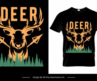Deer Forest Tshirt Template Symmetric Silhouette Sketch