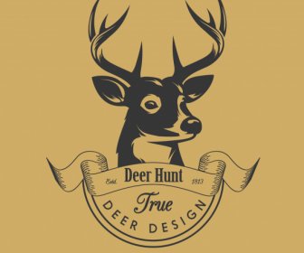 deer head logotype classical handdrawn sketch