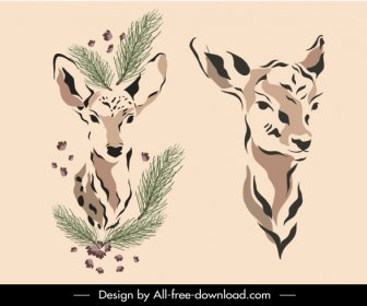 deer icons classic handdrawn sketch