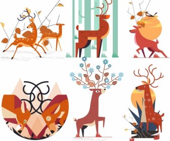 鹿のアイコン コレクション クラシック オレンジ装飾