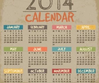 Calendar14 Delicado Ano Projeto Vector