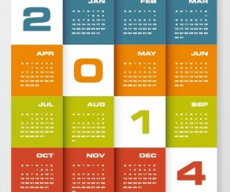 Delikatne Calendar14 Roku Projekt Wektor