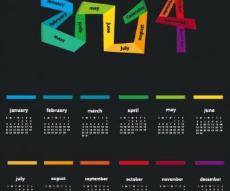 Delikatne Calendar14 Roku Projekt Wektor
