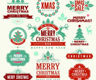 Delicate15 Christmas Labels Ornaments Vector