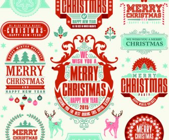Delicate15 Weihnachten Etiketten Ornamente Vektor