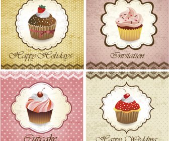 Delicious Cupcakes Design Elements Vector