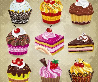 Deliciosos Cupcakes Elementos De Design Vetor 3
