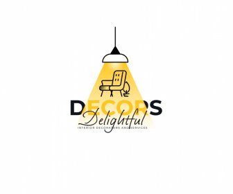 Delightful Decors Logo Template Flat Shining Light Sketch