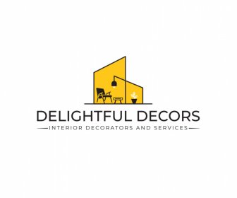 Encantadoras Decoraciones Logotipo Plano Muebles Geométricos Boceto
