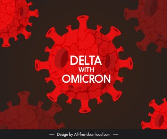 Delta Com Omicron Covid-19 Vírus Banner Design Escuro