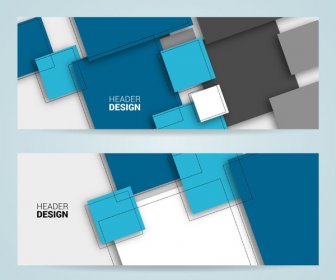 Wahn-abstrakte Header-Design-Vorlage Setzt Mit Quadraten