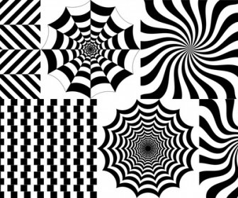 Delusion Pattern Sets Illustration In Black And White