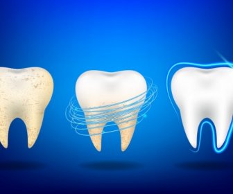 Dental Advertisement Teeth Icon White Blue Design