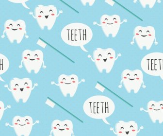 Dental Background Stylized Tooth Brush Icons Repeating Design