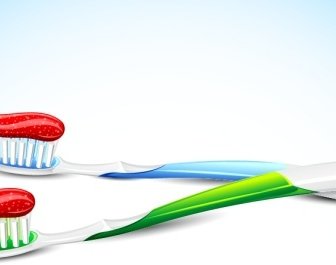 Dental Background Tooth Brush Cream Icons 3d Decor