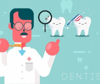 Dentiste Bannière Dentaire Stylisé Icônes De Dents