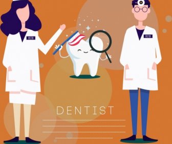 Dental Banner Dentist Stylized Tooth Icons Decor