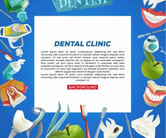Templat Latar Belakang Klinik Gigi Elemen Kedokteran Gigi Dekorasi Perbatasan