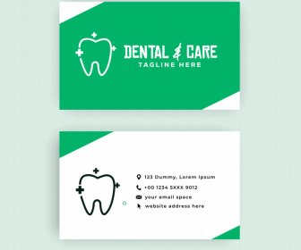Dental Clinic Business Card Flat Tooth Icon Sketch