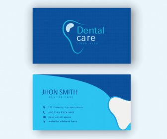 Dental Clinic Business Card Template Tooth Curves Shapes Decor 2