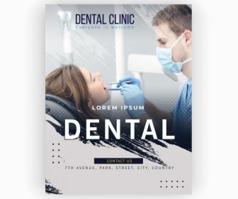 Plantilla De Folleto De Clínica Dental Decoración Realista De Gunge