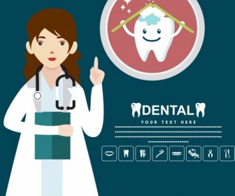 Dental Poster Female Dentist Stylized Tooth Icon